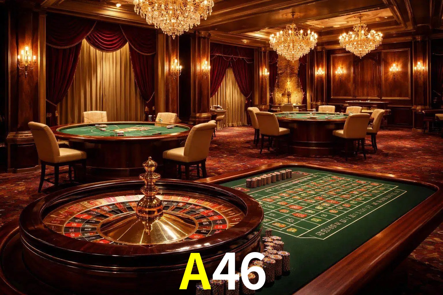Una escena premium de mesa de casino en vivo con cartas, elementos de ruleta y un ambiente pulido de estudio de transmisión.